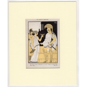 Έκτορας Μυθολογίκή Σκηνή από την Ιλιάδα Art Deco Λιθογραφία Kuhn Regnier 1935