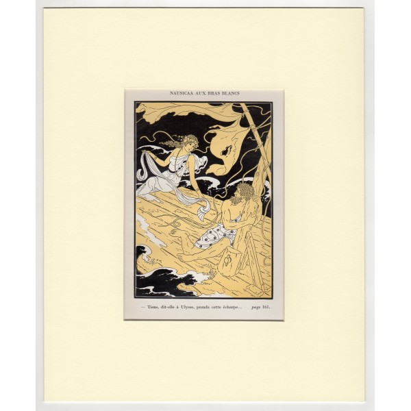 Oδυσσέας & Ναυσικά Μυθολογίκή Σκηνή από την Οδύσσεια Art Deco Λιθογραφία Kuhn Regnier 1935