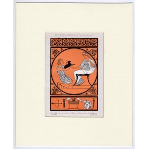 Μενέλαος & Ωραία Ελένη Μυθολογίκή Σκηνή από την Ιλιάδα Art Deco Λιθογραφία Ezio Anichini 1932