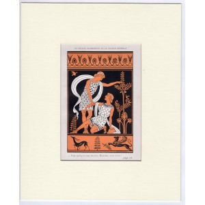 Αγαμέμνονας & Μενέλαος Μυθολογίκή Σκηνή από την Ιλιάδα Art Deco Λιθογραφία Ezio Anichini 1932