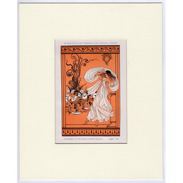 Κασσάνδρα Μυθολογίκή Σκηνή από την Ιλιάδα Art Deco Λιθογραφία Ezio Anichini 1932