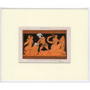 Αχιλλέας & Πρίαμος Μυθολογίκή Σκηνή από την Ιλιάδα Art Deco Λιθογραφία Ezio Anichini 1932