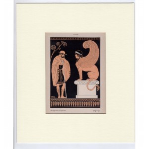 Oιδίποδας & Σφίγγα - Ελληνική Μυθολογία Art Deco Λιθογραφία Kuhn Regnier 1935