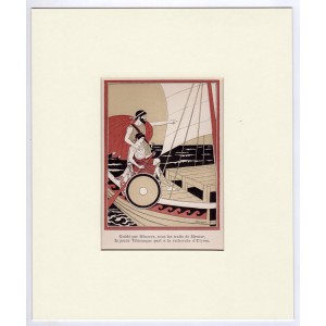Τηλέμαχος & Αθηνά Μυθολογίκή Σκηνή από την Οδύσσεια Art Deco Λιθογραφία Bonamy 1920