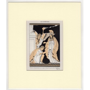 Ορέστης & Αθηνά - Ελληνική Μυθολογία Art Deco Λιθογραφία Kuhn Regnier 1935