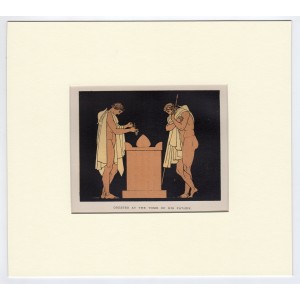 O Ορέστης στον τάφο του πατέρα του - Σκηνή από την Ελληνική Μυθολογία Λιθογραφία 1880