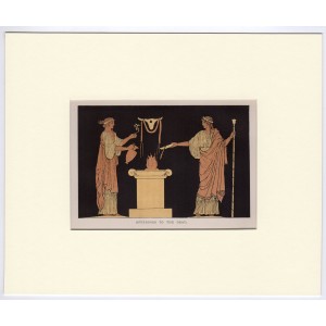 Σπονδές στους Νεκρούς - Σκηνή από την Ελληνική Μυθολογία Λιθογραφία 1880