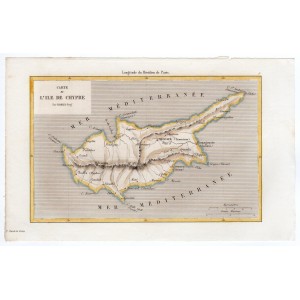Κύπρος Χάρτης  Χαλκογραφία 1853