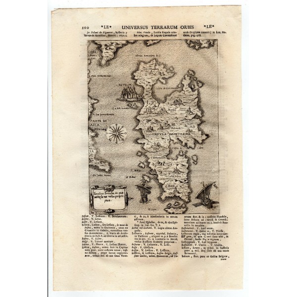 Μυτιλήνη Χάρτης Χαλκογραφία LASOR A VAREA 1713